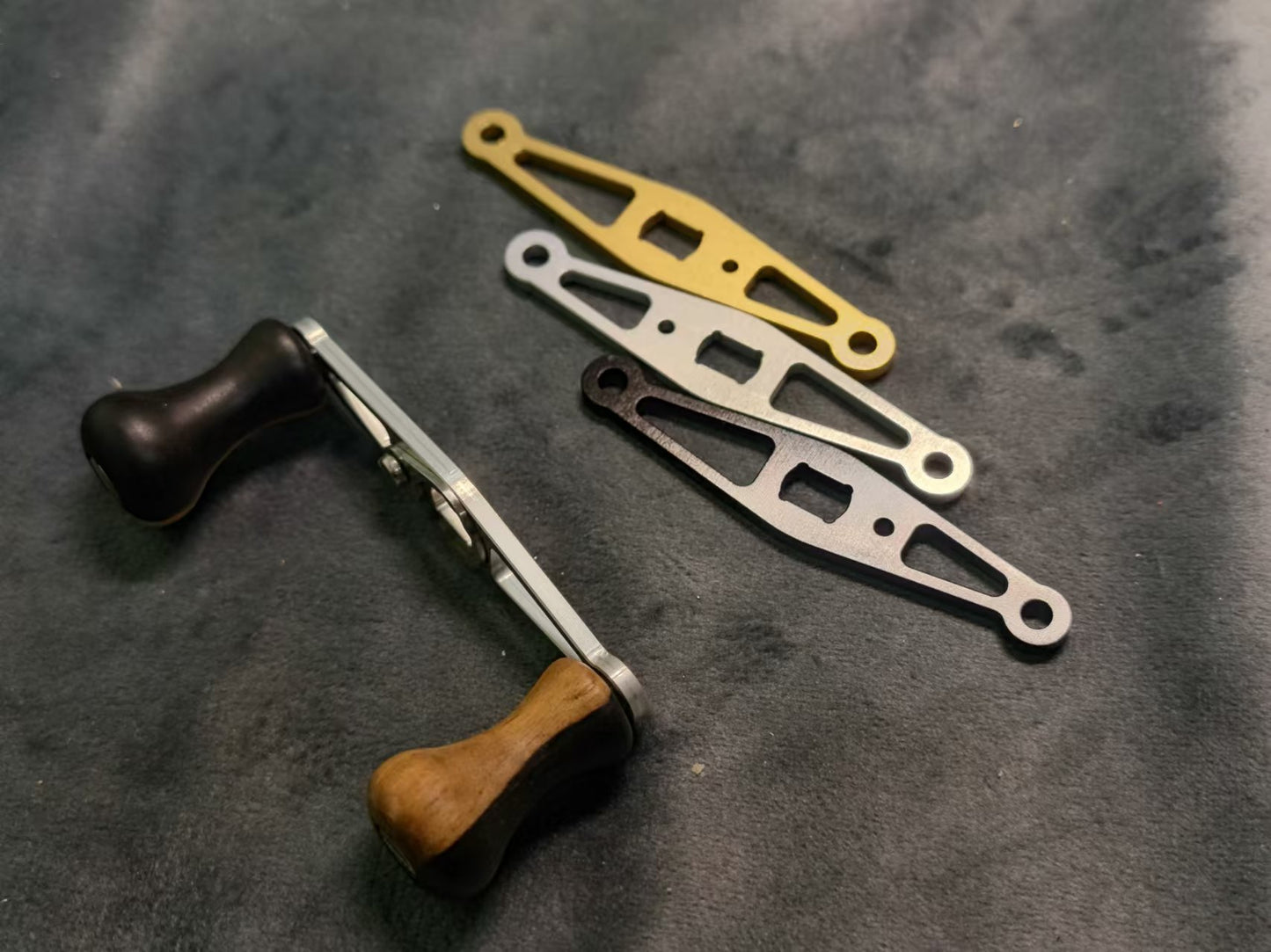 Lightweight Baitcaster Handle Kit with Natural Wood Knobs