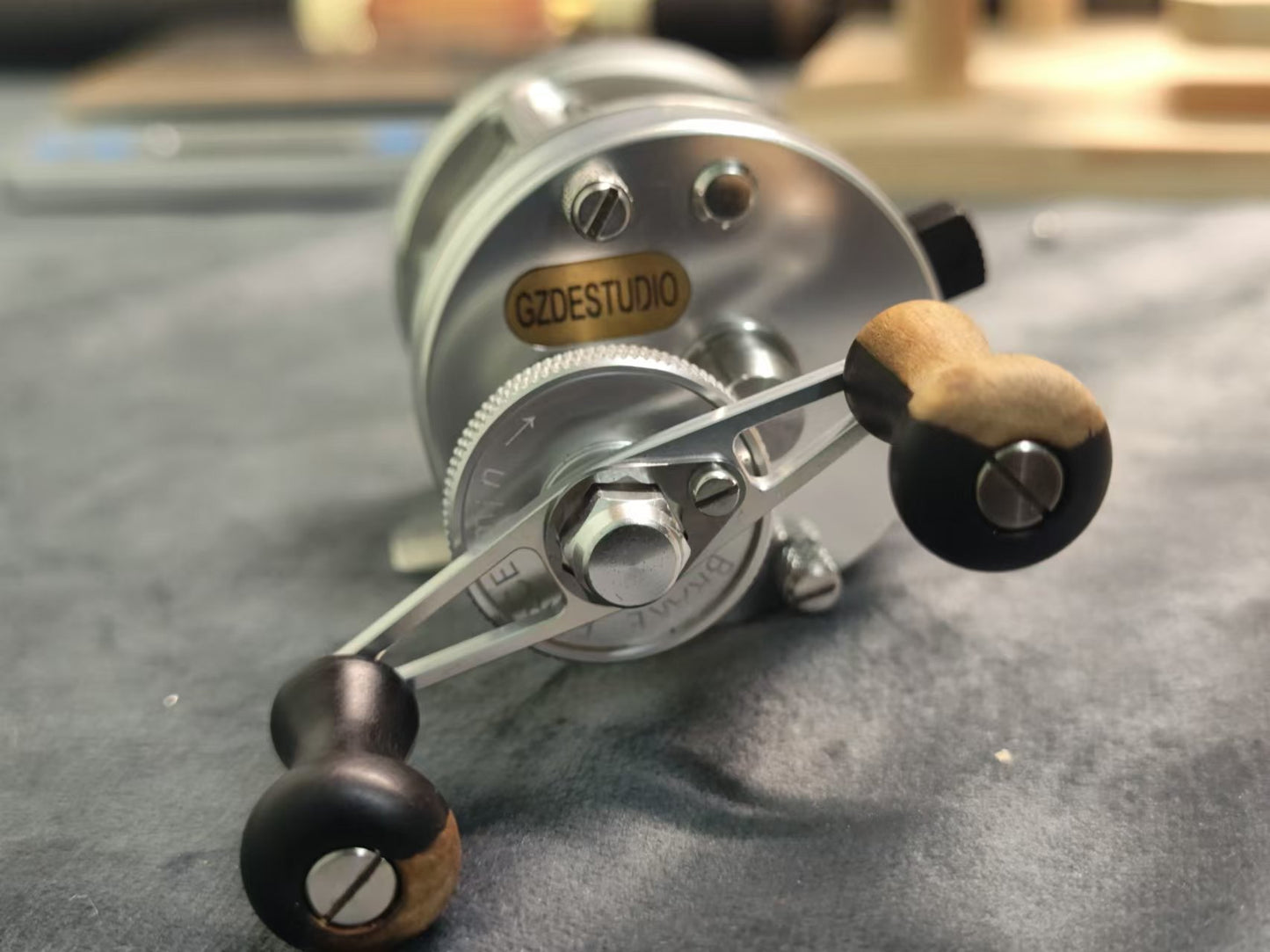 Lightweight Baitcaster Handle Kit with Natural Wood Knobs